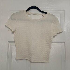 Off White Pink Rose Crop Top - Junior Large